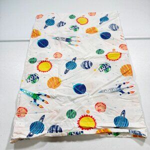 Pottery Barn kids Pillowcase Sham standard planets blue yellow organic cotton